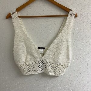 NWT Vivid White Crocheted Bralette Bra Top Sz: XL